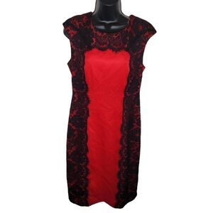 Connected Apparel red shift dress W/black lace dealing size 6